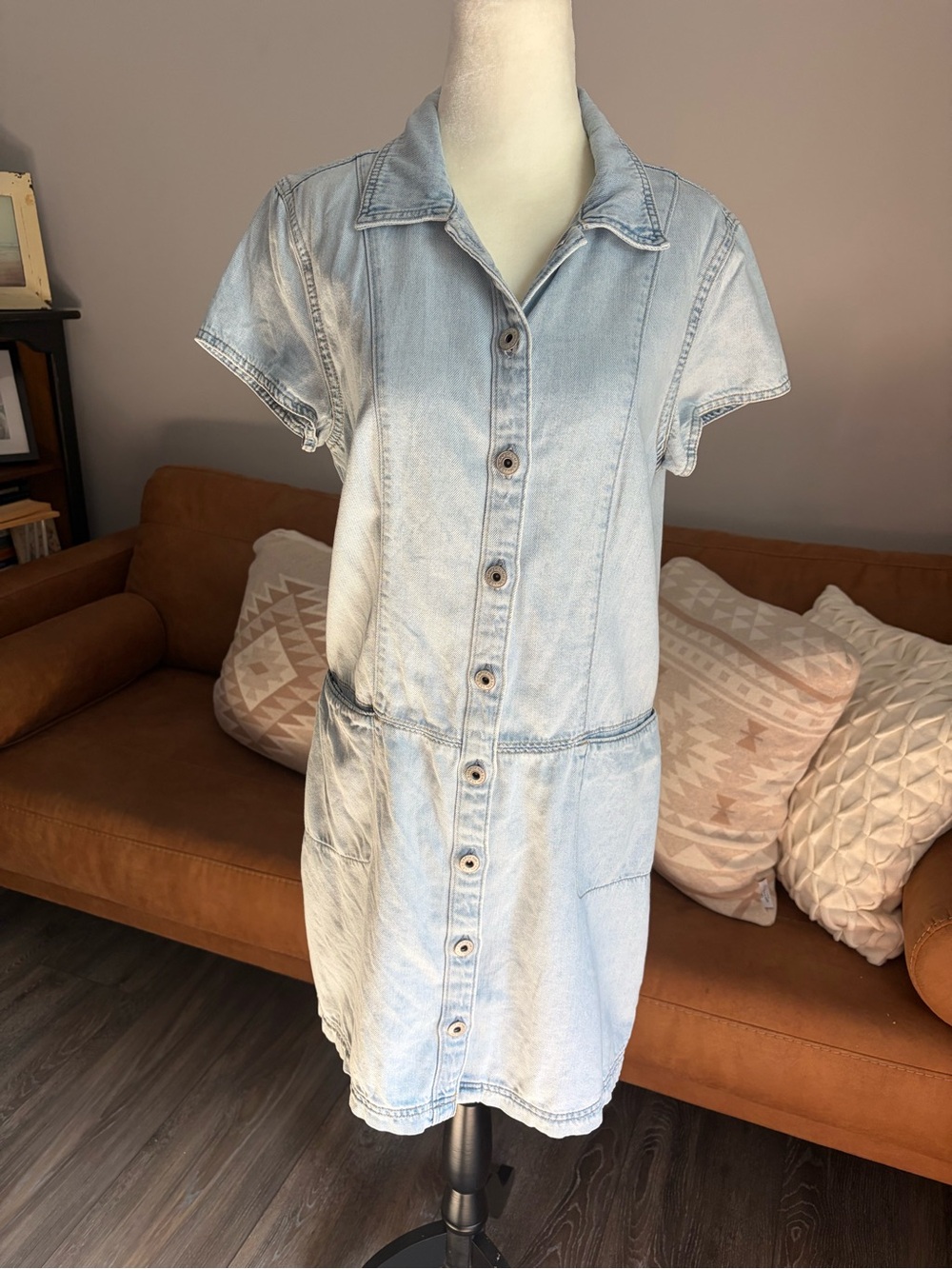 GAP Light Blue Denim Button-Front Dress
